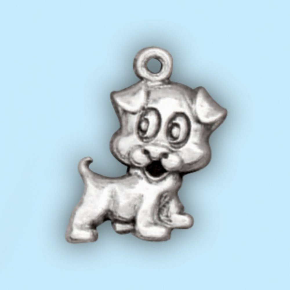 New! Sterling Silver Puppy Cute Charm